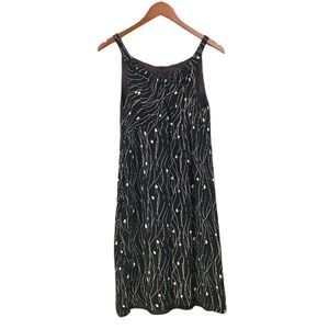 Anna Sui Black + Cream Sleeveless Dress Size 4